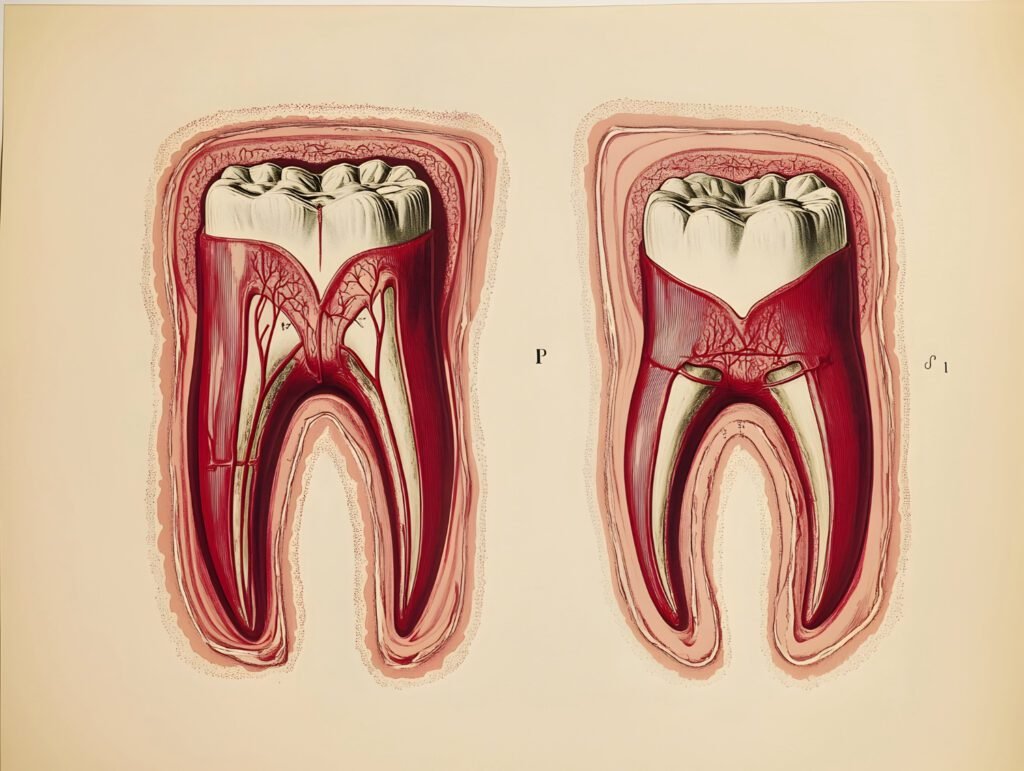 Immature tooth root apex before and after MTA barrier formation.